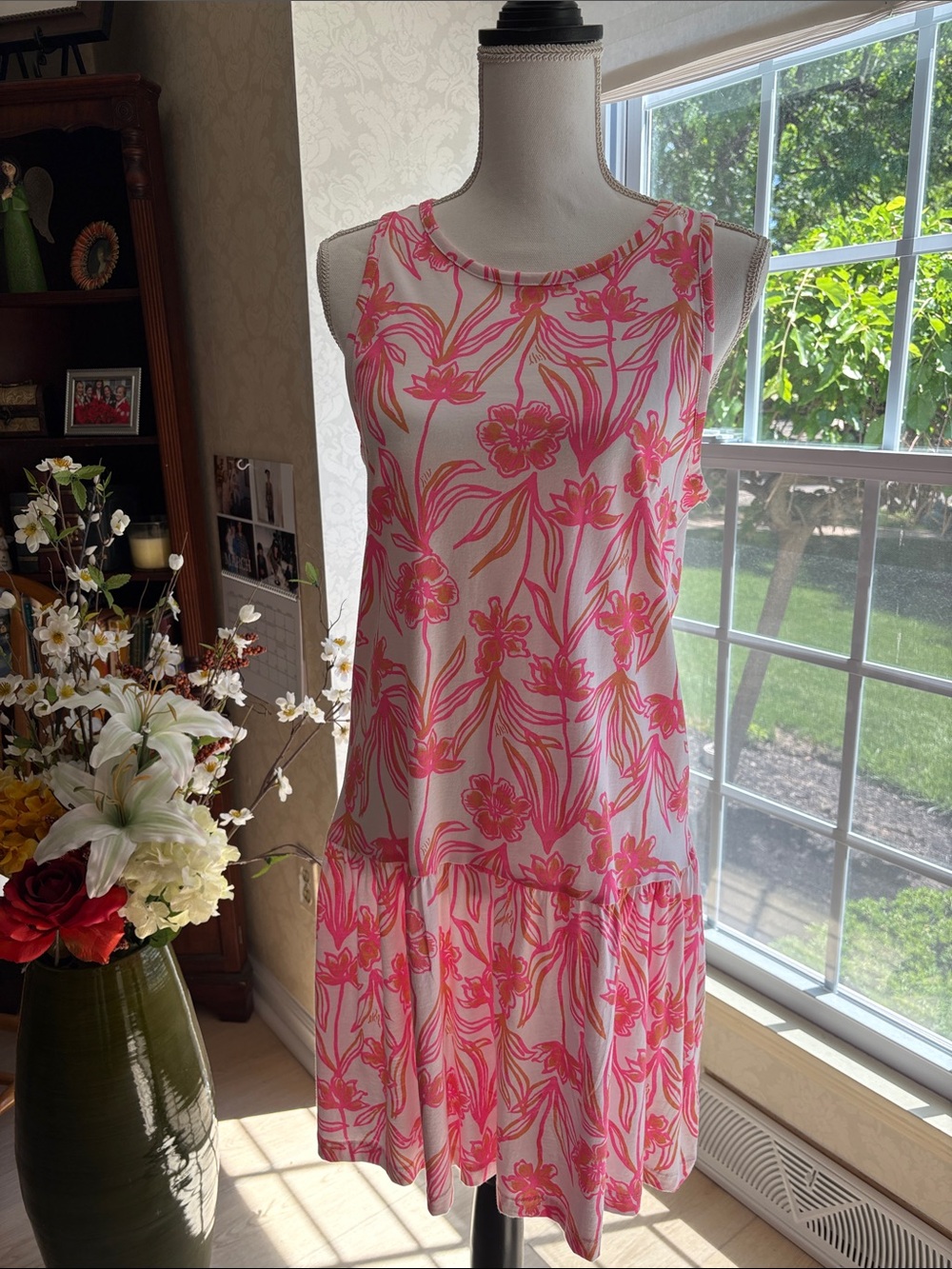 Lilly Pulitzer White Dress with Pink Floral Print